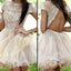Short sleeve rhinestone sparkly open back sexy homecoming prom gown dress,BD0047