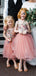 Lovely Tulle Print A-line Long Cheap Flower Girl Dresses, FGS0027
