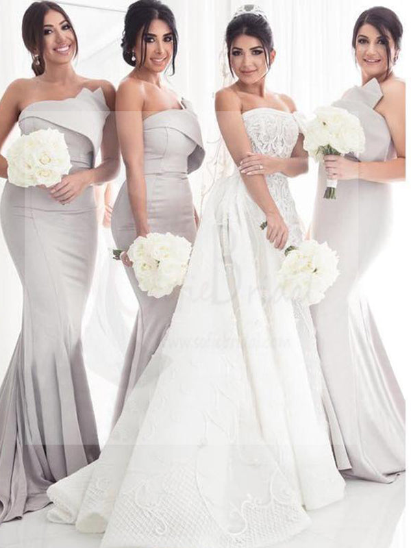 Silver Mermaid Bridesmaid Dresses, Elegant Bridesmaid Dresses, Long Bridesmaid Dresses, WG12