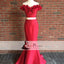 2 Pieces Off Shoulder Satin Prom Dresses, Mermaid Prom Dresses, Popular Prom Dresses, PD0395