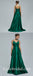 Elegant Satin Spaghetti Straps V-NeckLace Up Back A-Line Long Prom Dresses,SFPD0345