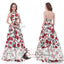 Halter 2 pieces Floral Long Prom Dresses, Inexpensive Chic Design Formal Evening Dresses, PD0372