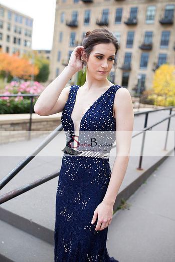 Gorgeous V-neck Lace Beaded Mermaid Prom Dresses, Newest Arrival Prom Dresses, PD0374