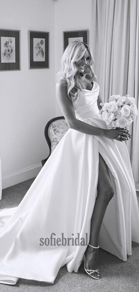 Cheap Sweetheart A-line Satin Long Wedding Dresses Online,SFWD0025