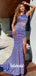 Two Piece One Shoulder Mermaid Simple Long Prom Dresses,SFPD0095