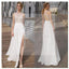 Beautiful White Side Split Prom Dress, Open Back Charming Bridesmaid Dresses, Cheap Simple Beach Wedding Dress, WD0190
