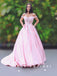 Ball Gown Off The Shoulder Pink Floor Length Prom Dresses With Appliques,SFPD0053