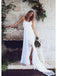 Spahgetti Straps V Neck Side Slit Simple Beach Wedding Dresses, WD327
