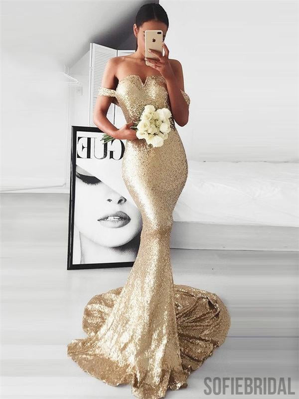 Off Shoulder Mermaid Sequin Prom Dresses, Sexy Prom Dresses, Cheap Prom Dresses, PD0644