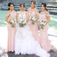 Junior Pretty Blush Pink Lace Off Shoulder Sweet Heart Mermaid Floor-Length Bridesmaid Dresses, WG55