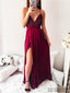 Spaghetti Sequin Top Prom Dresses, Side Slit Prom Dresses, Long Prom Dresses, PD0648
