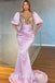 Sexy Satin V-Neck Half Sleeve Mermaid Long Prom Dresses With Rhinestone,SFPD0621