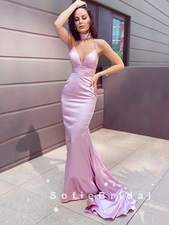 Mermaid V-Neck Spaghetti Straps Cheap Long Prom Dresses Online,SFPD0060