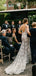 Gorgeous V-neck V-back Long Mermaid Shinny Wedding Dresses With Train, WD0209