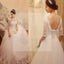 Illusion Half Sleeve Lace Beaded Tulle Wedding Dresses, Vantage Lace Bridal Gown, WD0005