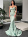 Spaghetti Straps Simple Mermaid Sleeveless Long Prom Dresses,SFPD0142