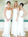 Simple Spaghetti Straps White Cheap Bridesmaid Dresses,SFWG00370