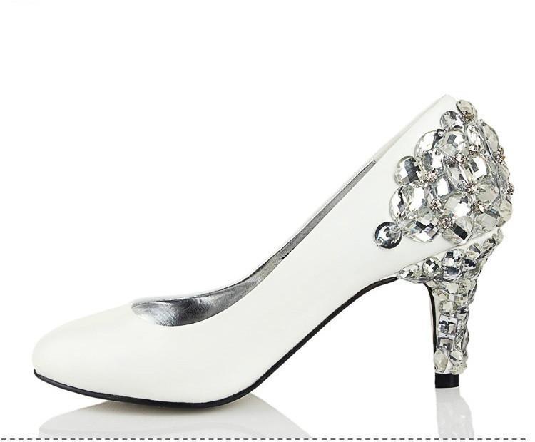 Women's Sparkly Crystal High Heels Pointed Toe White Wedding Bridal Sh –  SofieBridal