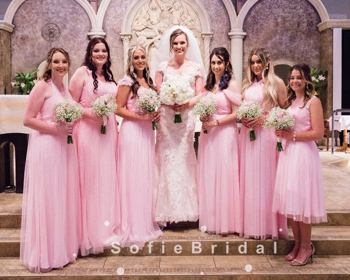 Simple A-Line Off The Shoulder Tulle Long Bridesmaid Dresses,SFWG0006