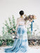 2 pieces Lace Top Long Sleeve Wedding Dresses, Special Sprinted Chiffon Skirt Bridal Gown, WD0263
