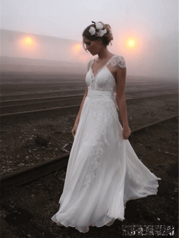 Chiffon beach hot sale wedding dress