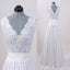 Simple Design Lace V-neck Long A-line Chiffon Wedding Dresses, WD0218