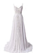 A-line V-neck Spaghetti Straps Lace Long Wedding Dresses, WD0494