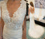 New Arrival V-neck Lace Beaded Long Mermaid Elegant Wedding Dresses, WD0207