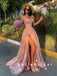 Charming A-Line Sweetheart Tulle Lace Long Prom Dresses With Split,SFPD0065
