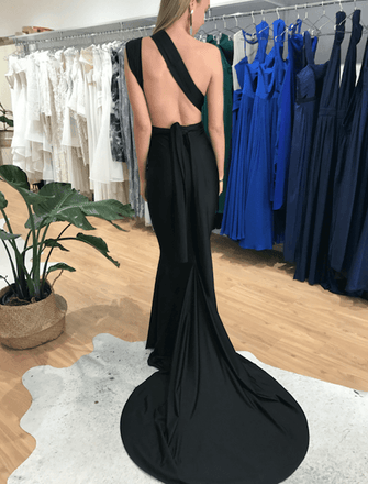 Simple Convertible Black Mermaid Prom Dresses, Long Popular Prom Dresses, PD0745