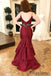 Red Mermaid Satin Prom Dresses Withed Rhinestone Waist Band, Cheap Prom Dresses, PD0747