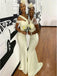 Unique White Satin Bridesmaid Dresses Mermaid Long Wedding Guest Dress, SFWG00425