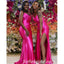 Sexy Soft Satin Spaghetti Straps Side Slit Mermaid Floor Length Bridesmaid Dressses, SFWG00447