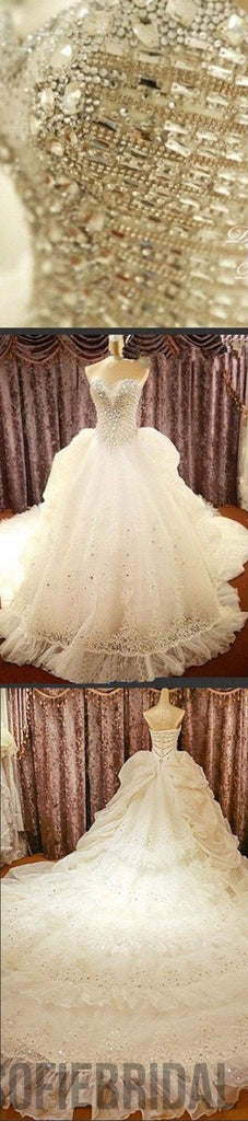 Luxury Sweetheart Sparkle Rhinestone Lace Wedding Dresses, Gorgeous Bridal Gown, WD0068