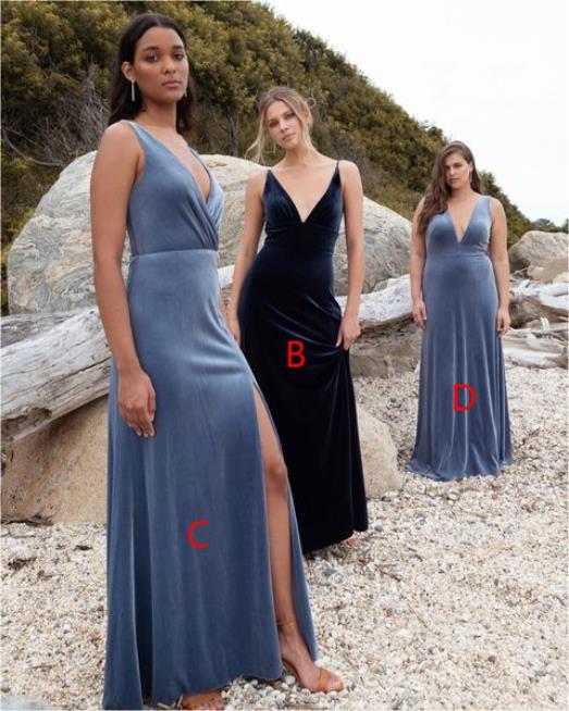 Mismatched Velvet Sleeveless A-line Floor Length Long Bridesmaid Dresses, SFWG00418
