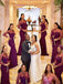 Elegant Satin tulle Long Sleeves Mermaid Bridesmaid Dresses Wedding Guest Dress, SFWG00415