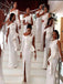 Elegant White Satin One Shoulder Floor Length Mermaid Bridesmaid Dresses, SFWG00426