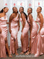Sexy Mismatched Pink Sleeveless Side Slit Mermaid Floor Length Bridesmaid Dressses, SFWG00451