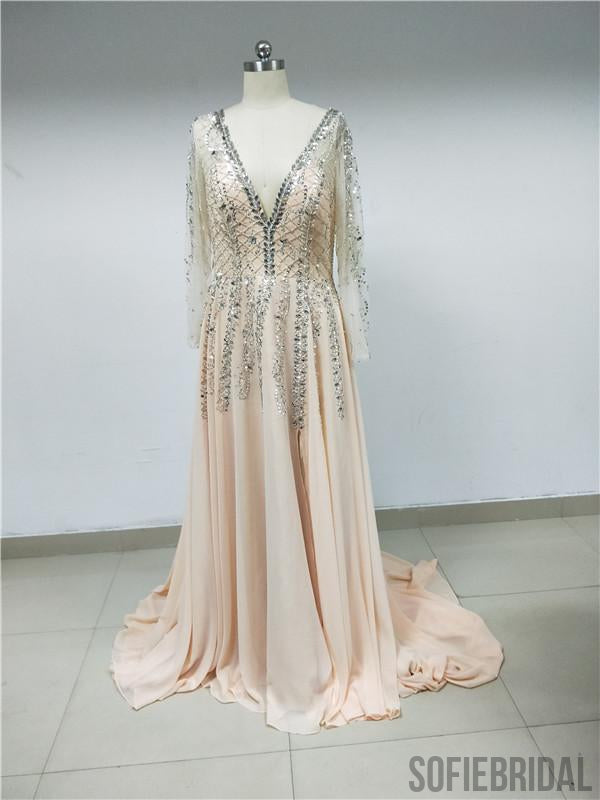 Chiffon Beaded Long Prom Dresses_US10, SOD007