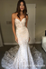 Gorgeous Ivory Strapless Sweetheart Appliques Train Mermaid Wedding Dresses,SFWD0061