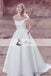 Off Shoulder Satin Wedding Dresses, A-Line Elegant Wedding Dresses, V-neck Bridal Gown, WD0266