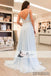 Spaghetti Beaded Light Blue Chiffon Prom Dresses, Formal Dresses, Evening Dresses, PD0473