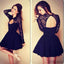 Long sleeve black tight lace sexy charming unique style homecoming prom gowns dress,BD0072