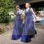 On Sale Chiffon Off Shoulder V-Neck Simple Cheap Formal A Line Royal Blue Long Bridesmaid Dresses, WG73