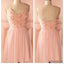 Peach spaghetti halter simple mini freshman homecoming prom bridesmaid dress,SF0011