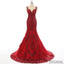 Red Tulle Lace Rhinestone Luxury Real Made Long Prom Dresses, PD0255