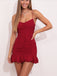 Red Chiffon Sweetheart Spaghetti Straps A Line Short Mini Homecoming Dresses,HD0215