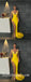 Sexy Shiny Yellow Sequin Satin Spaghetti Straps V-Neck Sleeveless Side Slit Mermaid Long Prom Dresses,SFPD0385