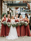 New Arrival A-Line Mismatched Rust Tulle Cheap Bridesmaid Dresses,SFWG0007