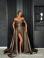 Sexy Special Fabric Off Shoulder V-Neck A-Line Side Slit Long Floor Length Prom Dresses,SFPD0236